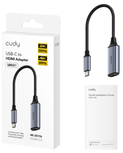 Cudy UH401 1.0,USB-C to HDMI Adapter, 1× HDMI 2.0, 4K 60Hz, 2K 144Hz, 15cm