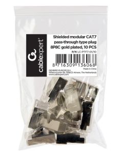 LC-PTF7-01/10 Gembird Zasticeni modularni CAT7 prolazni utikac 15u pozlacen, FTP, SFTP, 10 kom.
