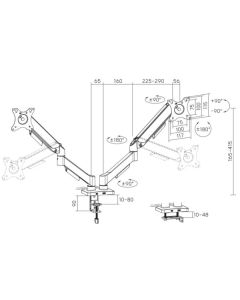 MA-DA2U-01 Gembird Podesivi stoni nosac za 2 monitora sa USB portovima, 17-32, 9kg