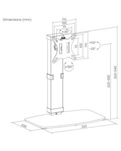 MS-D1ST-02 Gembird Postolje za sto za monitor sa podesivom visinom i potpunim pokretom,max.32inc 8KG