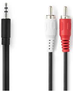 CAGB22200BK30 Stereo audio kabl, 3,5 mm muški, 2x RCA muški, Niklovani, 3,00 m, Crni