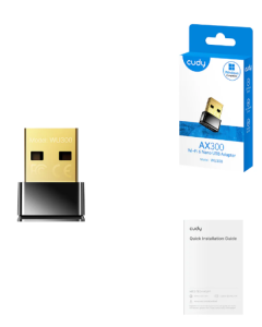 Cudy WU300, AX300 Wi-Fi 6 Nano USB adapter, 2.4 GHz, 286 Mbps