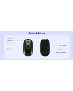 Cudy MS9931, bežicni miš 2.4GHz, optièki USB 800-1600 DPI,Black,109 mm