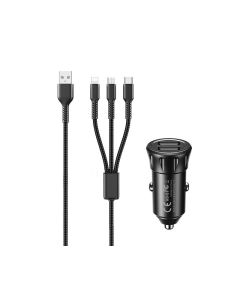 REMAX Auto punjač 2xUSB+ kabl RCC236, crna - GPS01009