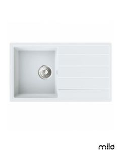 Milo Granitna sudopera Metro 76x44cm Magnesia white ø90 - MET.M.1KDO