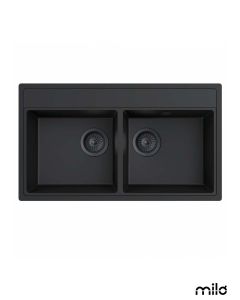 Milo Granitna dupla sudopera Metro 76x44cm Lava stone ø90