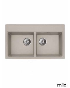 Milo Granitna dupla sudopera Metro 76x44cm Pure sand ø90 - MET.P.2KBO