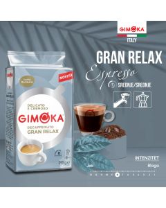 GIMOKA Pržena mlevena kafa za espresso i za moka aparat Gran Rela Decaffeinato 250G - 43375986999526