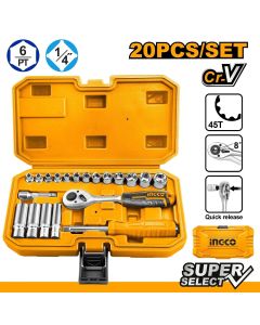 Set gedora HKTS14201 20 kom 1/4” Industrial INGCO