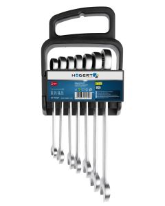 HOGERT Set ključeva viljuškasto-okastih s račnom 7 kom 10-19 mm - HT1R397