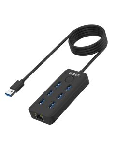 Hub USB 3.2 sa 6 portova Gen 1 5G + Ethernet RJ45 100Mbps + Lock screen dugme 50cm (OTN-8121) Onten