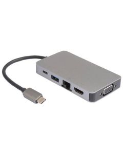 Adapter E-Green USB(C)-HDMI+VGA+2USB3+LAN+USB(C)