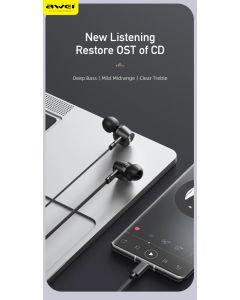 Slušalice AWEI TC-7 Bubice  USB-C w/microphone Crne