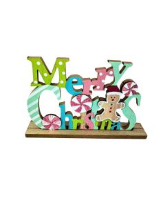 Drveni novogodišnji ukras Merry Christmas 34x26x41.5cm