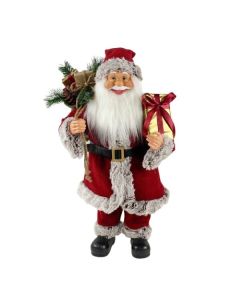 Novogodišnja figura Deda Mraz sa poklonom 60cm, crvena