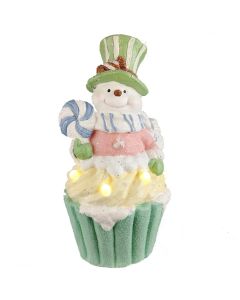ENA Novogodišnja keramička svetleća figura Sneško 21.5x20.5x43cm