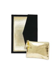Poklon set notes i mini neseser Indi, crna/zlatna