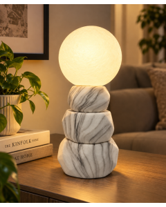 MKS Dekorativna stona lampa sa kuglom  – siva, imitacija mermera