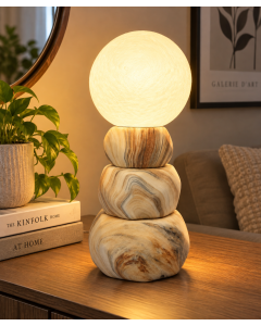 MKS Dekorativna stona lampa sa kuglom  – bež, imitacija mermera
