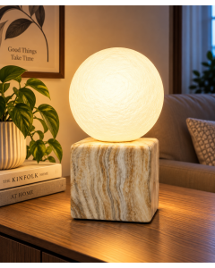 MKS Dekorativna stona lampa sa kuglom – bež, imitacija mermera