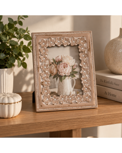 MKS Dekorativni ram za slike  – roze-zlatni sa cvetnim ornamentima, 10 × 15 cm