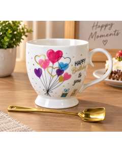 MKS Keramička šolja sa kašičicom – Happy Birthday, poklon set