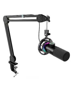 Fifine T658 USB RGB Dynamic Microphone With Boom Arm Stand - Black