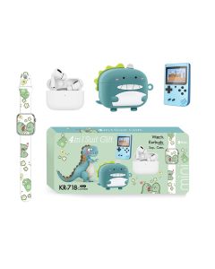 KARLER BASS K718-set(mini watch, konzola, TWS Bluetooth Slusalice + futrola za slusalice Dinosaurus)