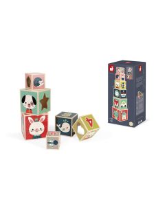 JANOD Drvene edukativne kocke Baby forest - 6 kocki sa motivima - J08016