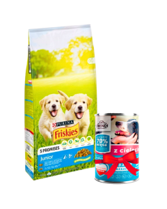 FRISKIES Suva hrana za pse Junior 15 kg + Gratis FRENDI Konzerva Teletina 400g - 3538015
