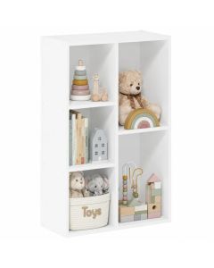 KINDER HOME Dečja polica za knjige sa 5 pregrada, beli organizator za knjige i igračke