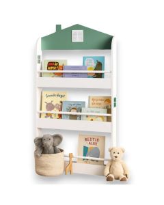 Dečija polica za knjige i igračke KINDER HOME – Kuća, 3 police, drvo