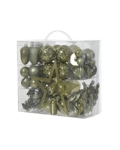 DECORIS Novogodišnji ukrasi za jelku sa zvezdom, set 60/1 zelena - KA021549