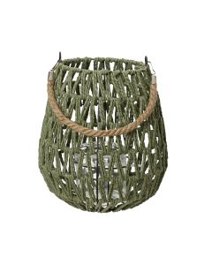 Elegantna lanterna od pletenog kanapa sa cilindričnim staklom, 27cm - KA812678