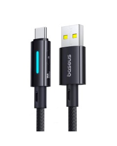 Kabel Baseus Lit Button-Control Fast Charging Data Cable USB-A na USB-C 100W 1m Cosmic Black - P10379002121-00