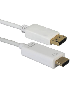 Kabel DP male - HDMI male 1,8m beli