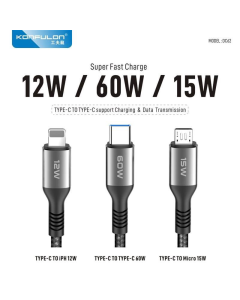 Kabel KONFULON Joko DC62 60w Type-C 3u1 crni 1,2m