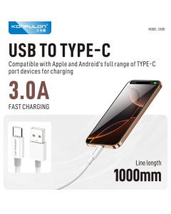 Kabel KONFULON Joko DC80 3A USB na Type-C beli 1m