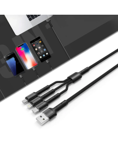 Kabel LDNIO LC93 za iPhone lightning/Micro USB/Type C 3.4A sivi 1.2m