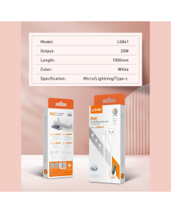 Kabel LDNIO LS841 25W USB na iPhone Lightning beli 1m - 611936