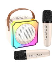 Bluetooth zvučnik P8, Karaoke sa 2 mikrofona, bež - 1430107