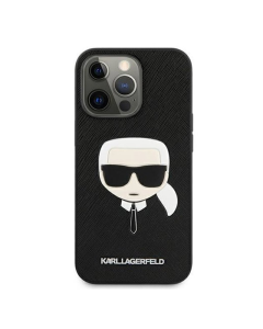 Maska za iPhone 13 Pro 61 in crna Karl Lagerfeld Saffiano Head - KLHCP13LSAKHBK