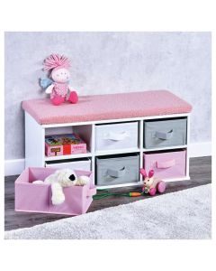 KESPER KSP17739 DEČIJA KLUPA SA FIOKAMA 33X68X29,5CM BELO ROZA - KSP17739