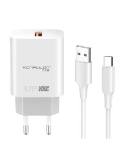 KONFULON Kućni punjač sa USB-C kablom 25W C87Q VOC, bela - 137045