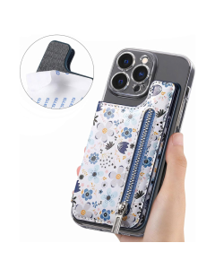 Kozni novcanik flower plavi