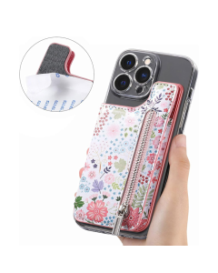 Kozni novcanik flower roze