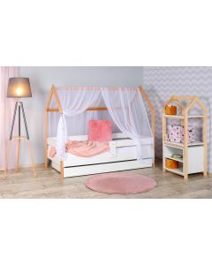 Krevet Kucica Sa Fiokom I Dušekom(9Cm) 180X80 Domek Beli (Bukva) - 77001-1