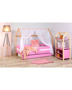 Krevet Kucica Sa Fiokom I Dušekom(9Cm) 180X80 Domek Roze (Bukva) - 77000