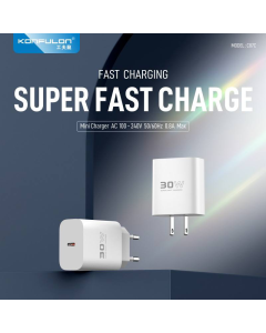 Kucni punjac KONFULON C87c + DL50, 30W, sa PD kablom Type C na iPhone lightning beli - 219670