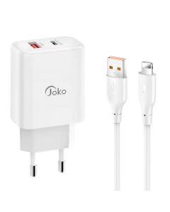 Kucni punjac KONFULON JK87, QC 20W, PD 30W, sa iPhone lightning kablom beli - 219672